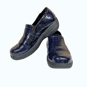 Obeo Bessie Navy‎ Blue Embossed Clog Mule Nonslip Slip Resistant Shoes Womens 11